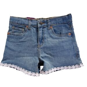 Levi's Blue Jean Shorts with White Lace Trim- Girls Size 10 - NWT